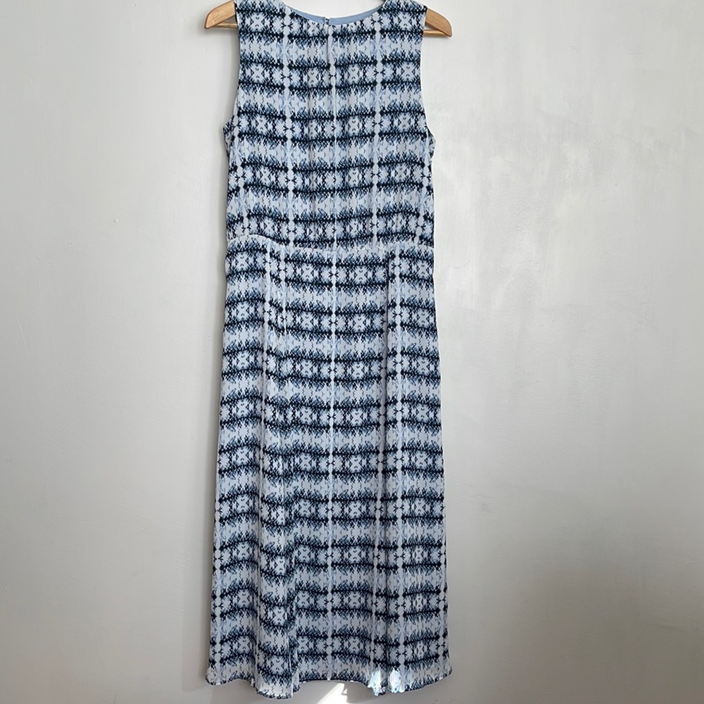 Pendleton Women's Blue Sleeveless Midi Dress Tie-dye pattern lined